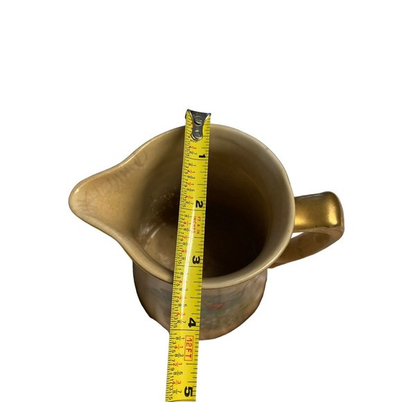 AS IS Stubenville stoneware pitcher fruit motif tan brown gold tableware serving - Picture 6 of 7